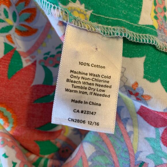 Talbots Flare Floral Paisley Print Button Down Vibrant Tie Waist Dress Pockets - Picture 8 of 10